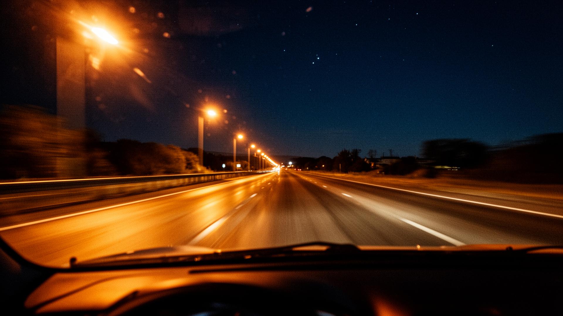 Open highway at night
